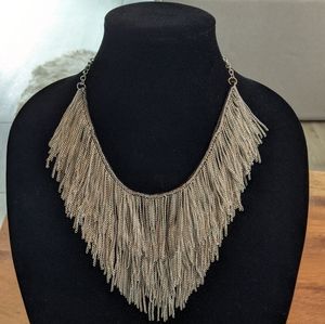 Silver metal fringe necklace